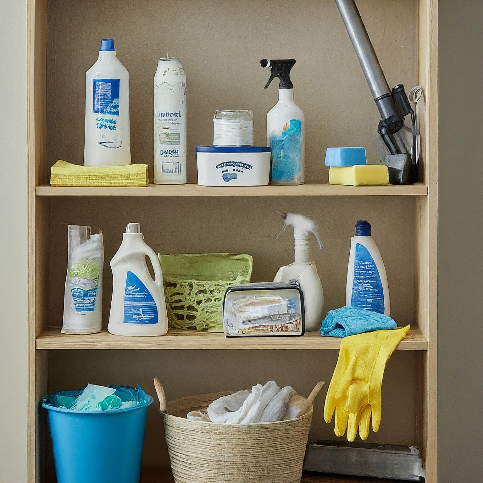 Image of cleaning supplies for your apartment 